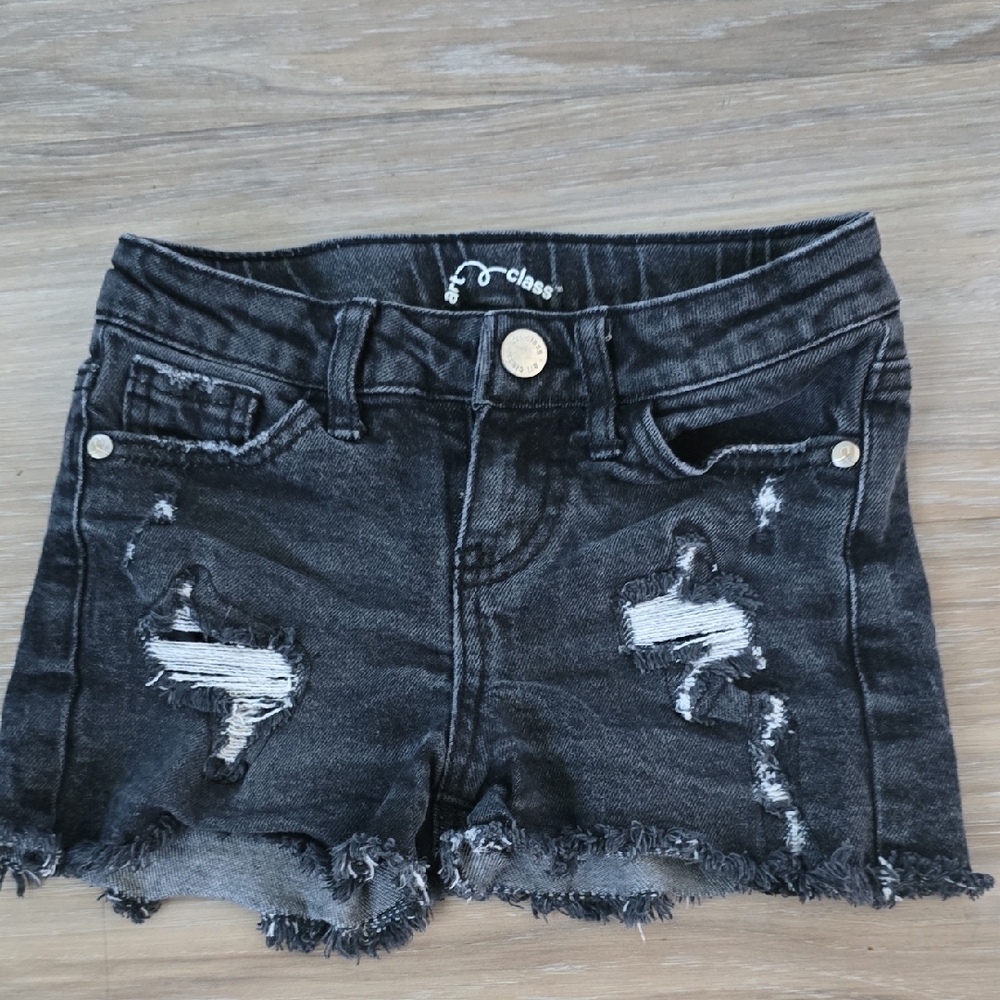 Art Class Black Distressed Shorts with Fringe